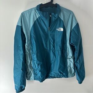 The North Face Teal Colorblock Half-Zip Windbreaker